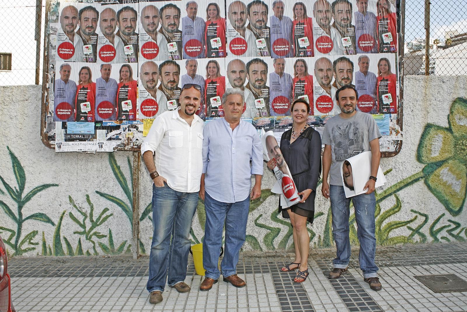 Pegada simbólica de carteles de campaña electoral. Foto: Alejandro Ramos