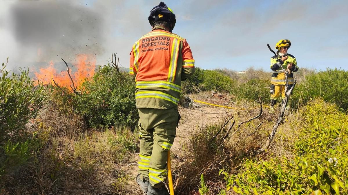 El avance del fuego en el paraje natural de la Devesa, en València, obliga a desalojar los cámpings y el pueblo de El Saler