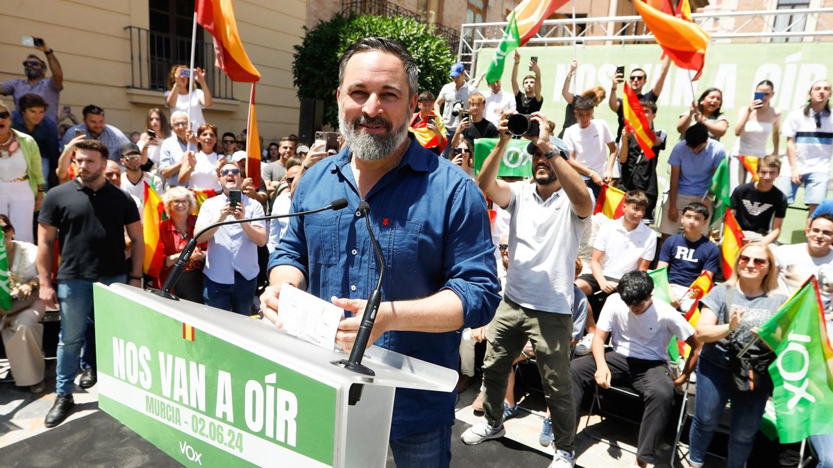 El líder de VOX, Santiago Abascal, durante un acto de campaña de VOX.