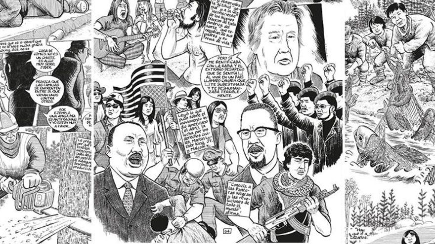 Varias viñetas de "Tributo a la Tierra", la última obra de Joe Sacco
