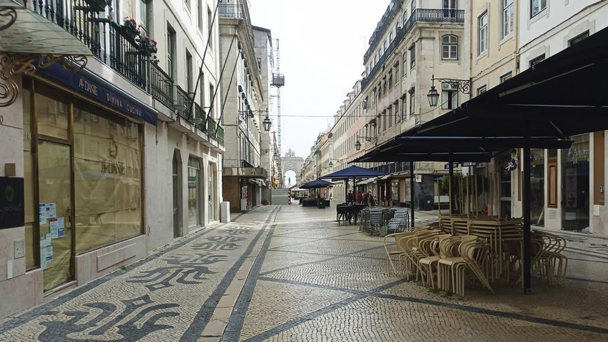 Calles vacías en la Baixa de Lisboa