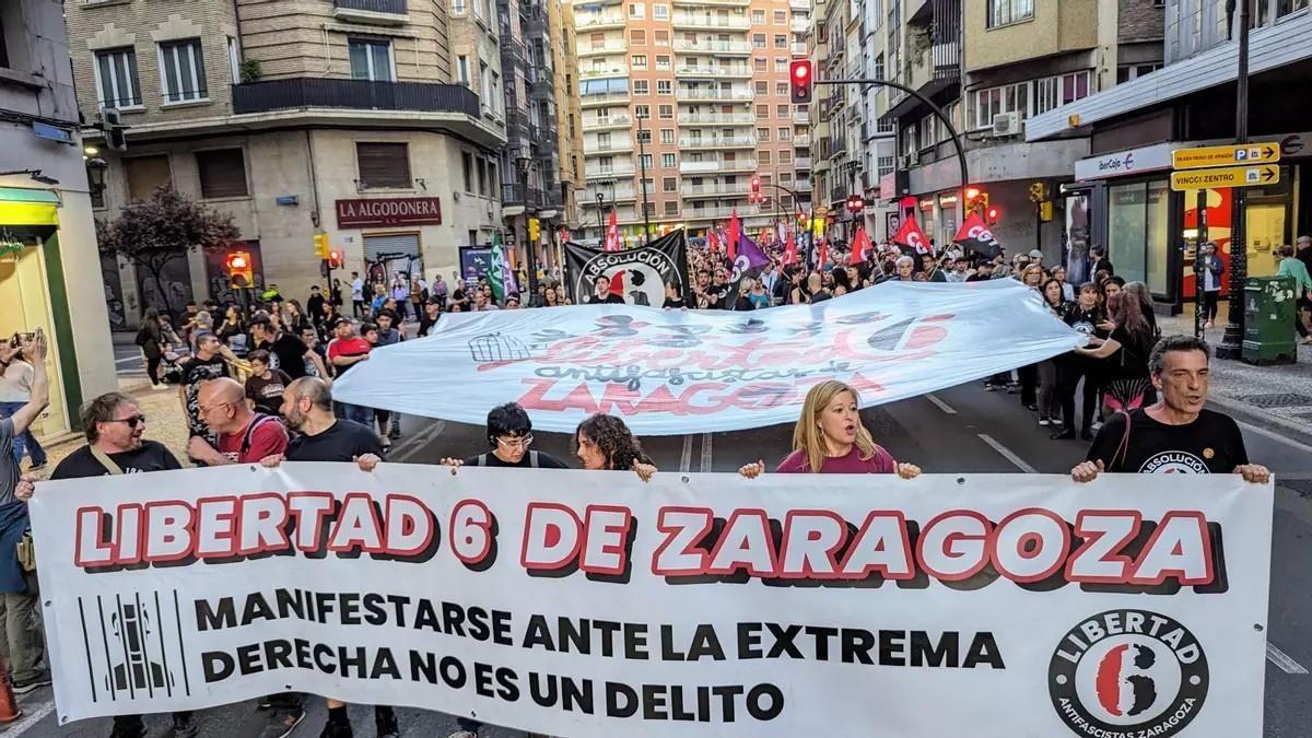 Imagen de archivo de una manifestación exigiendo la libertad de los seis de Zaragoza.