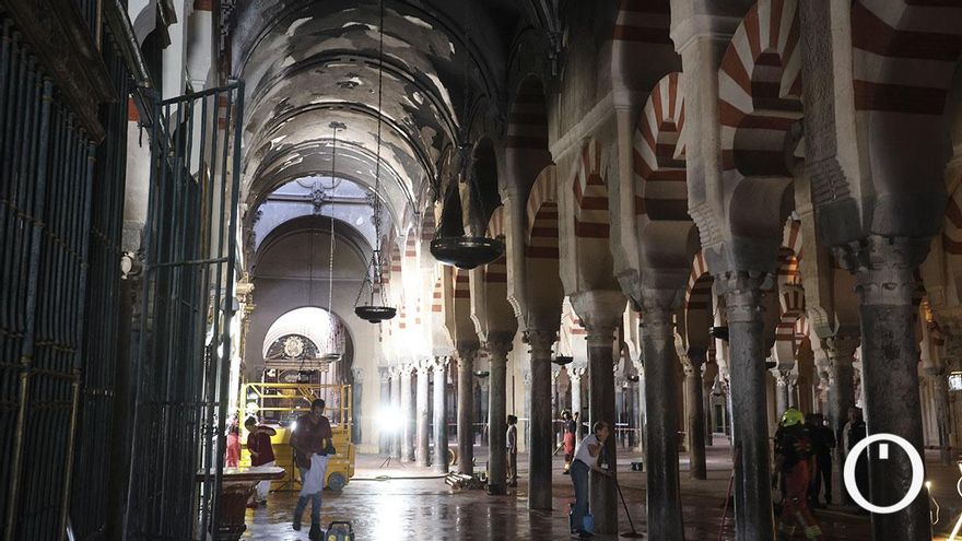 Las obras de la Mezquita de Córdoba avanzan a "buen ritmo" tras el incendio y ya es visible la capilla de San Nicolás