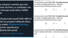 Algunos de los primeros mensajes de la cascada de spam