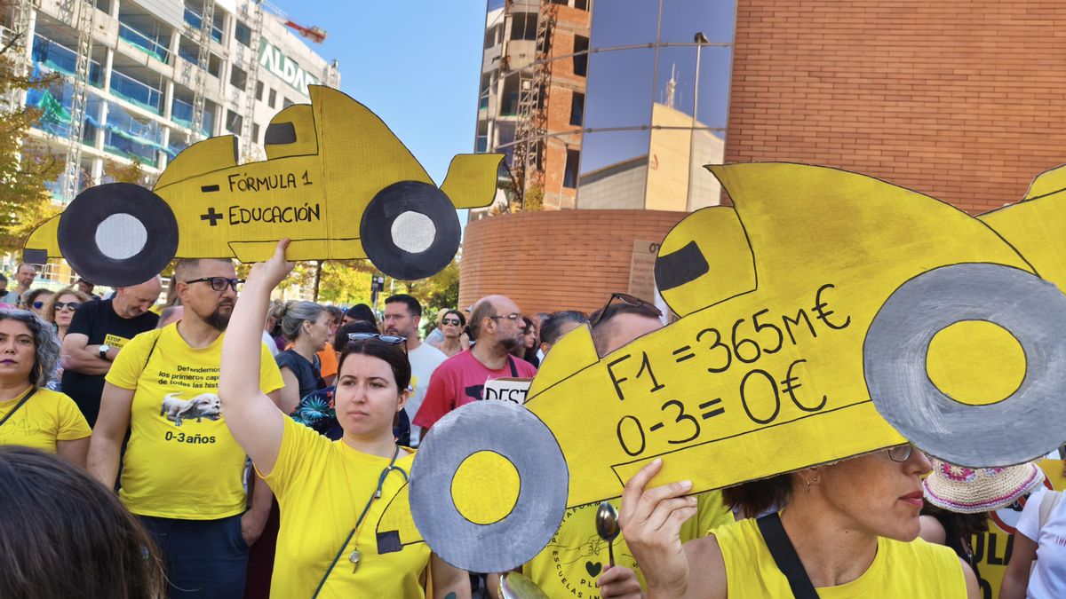 Varios manifestantes han pedido más presupuesto para Educación en la protesta contra la Fórmula 1.