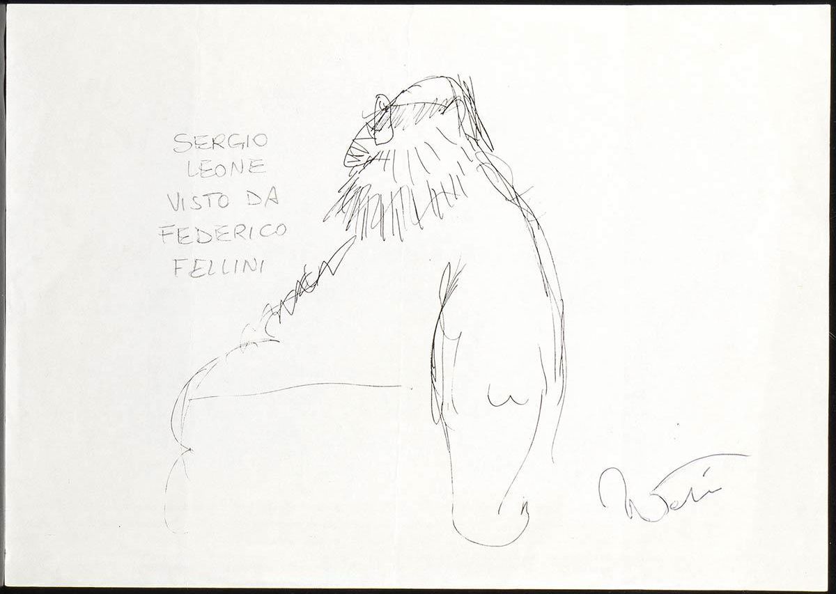 “Sergio Leone visto da Federico Fellini” Caricatura del director Sergio Leone (Rimini, 20 gennaio 1920 – Roma, 31 ottobre 1993)