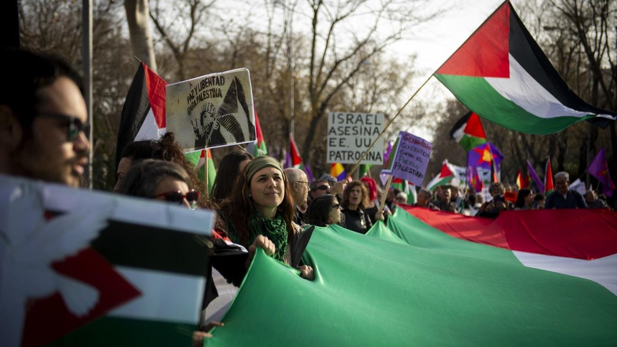 Escena de la protesta este sábado en Madrid.
