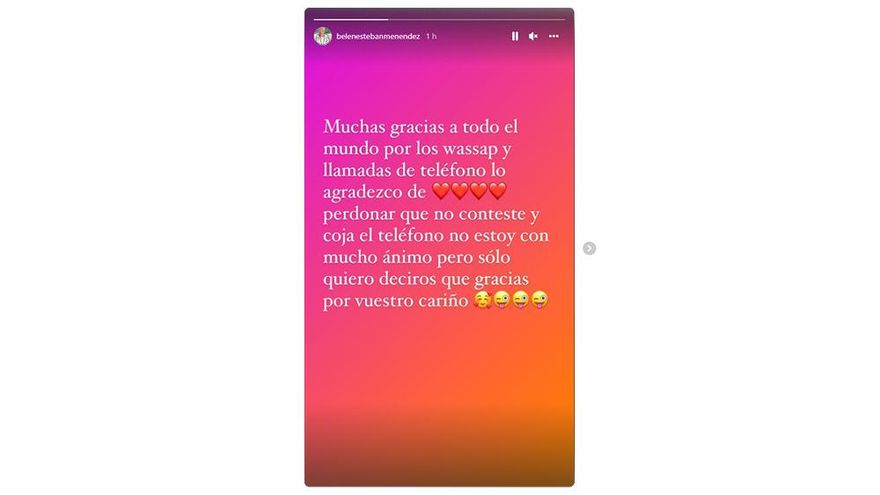 Captura del Instagram Stories de Belén Esteban