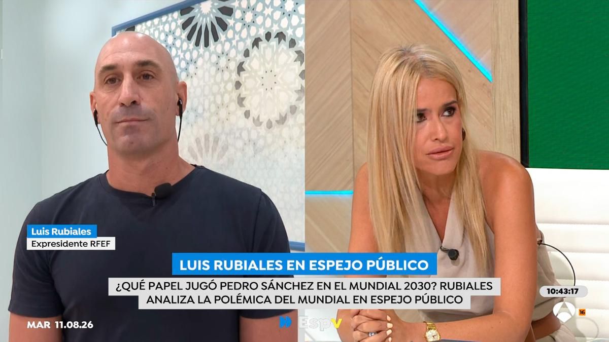 Luis Rubiales y Afra Blanco, en 'Espejo Público'