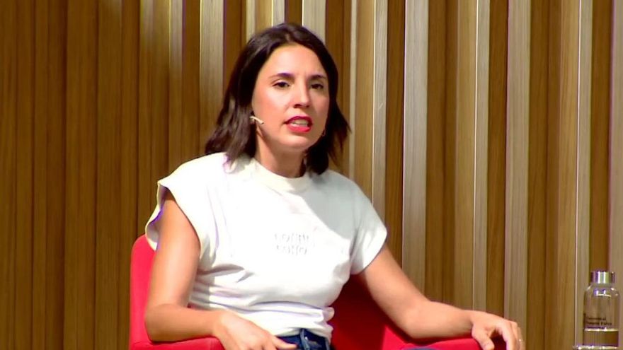 Irene Montero en el acto conjunto con Gabriel Rufián