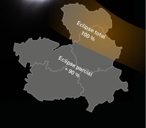 Toda la provincia de Guadalajara y el norte de la provincia de Cuenca disfrutarán del eclipse total de Sol del 12 de agosto. En el resto de la comunidad autónoma la visibilidad del fenómeno astronómicos será del 90%