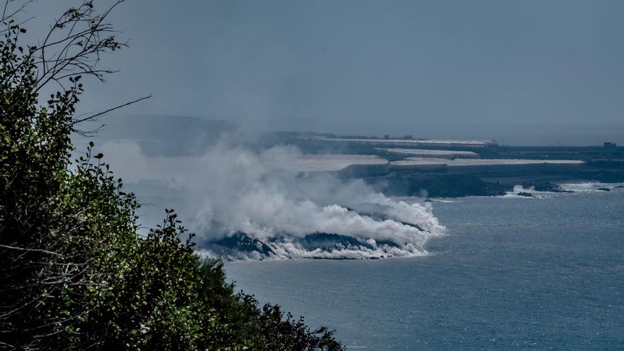 Delta de lava formado en la costa de Tazacorte tras caer al mar