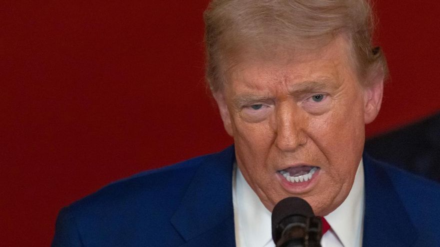 El presidente de Estados Unidos, Donald Trump, pronuncia un discurso a la nación, este sábado, 21 de junio, en la Casa Blanca,