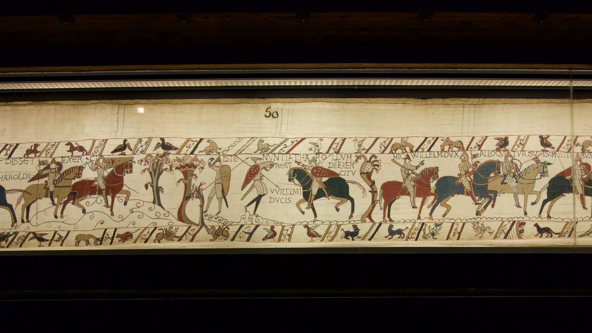 Cómic medieval. Fragmento del Tapiz de Bayeux.