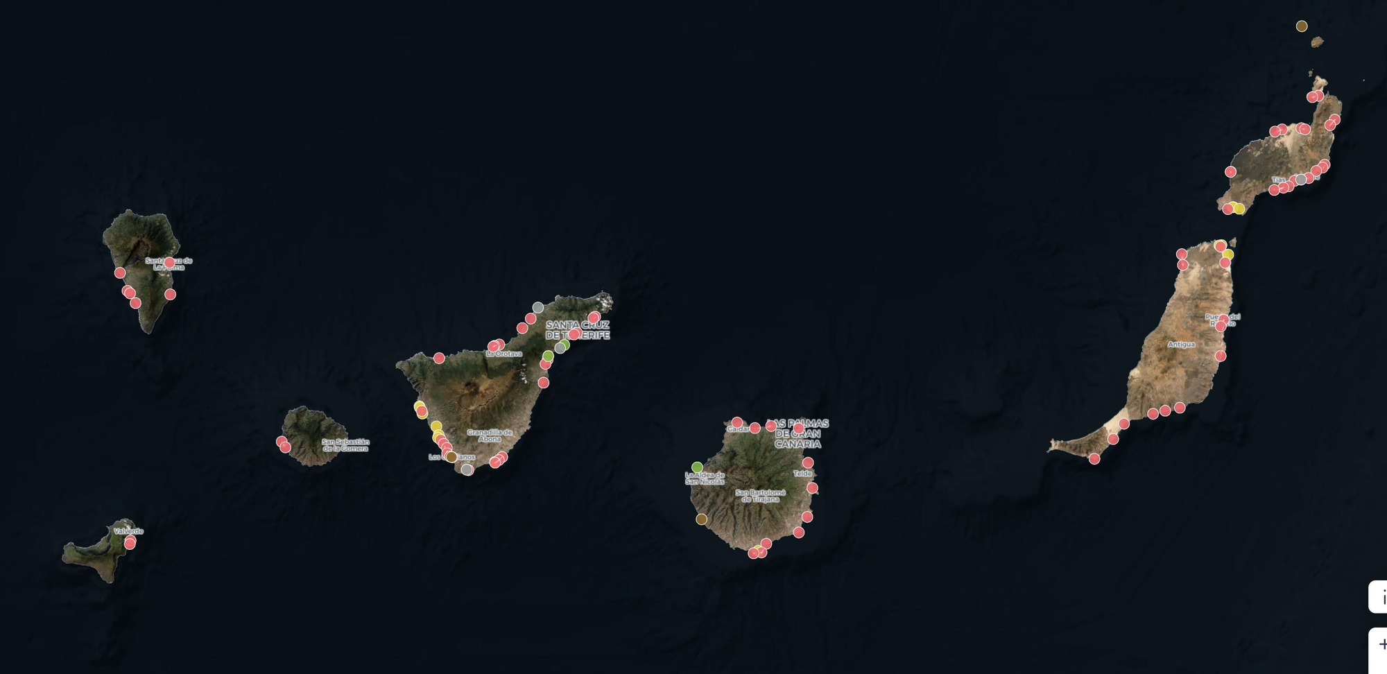 Mapa de puntos críticos en Canarias, según Greenpeace.