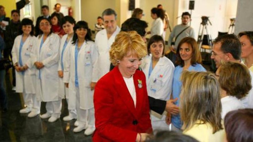 La ex presidenta Esperanza Aguirre al inaugurar el hospital Infanta Leonor