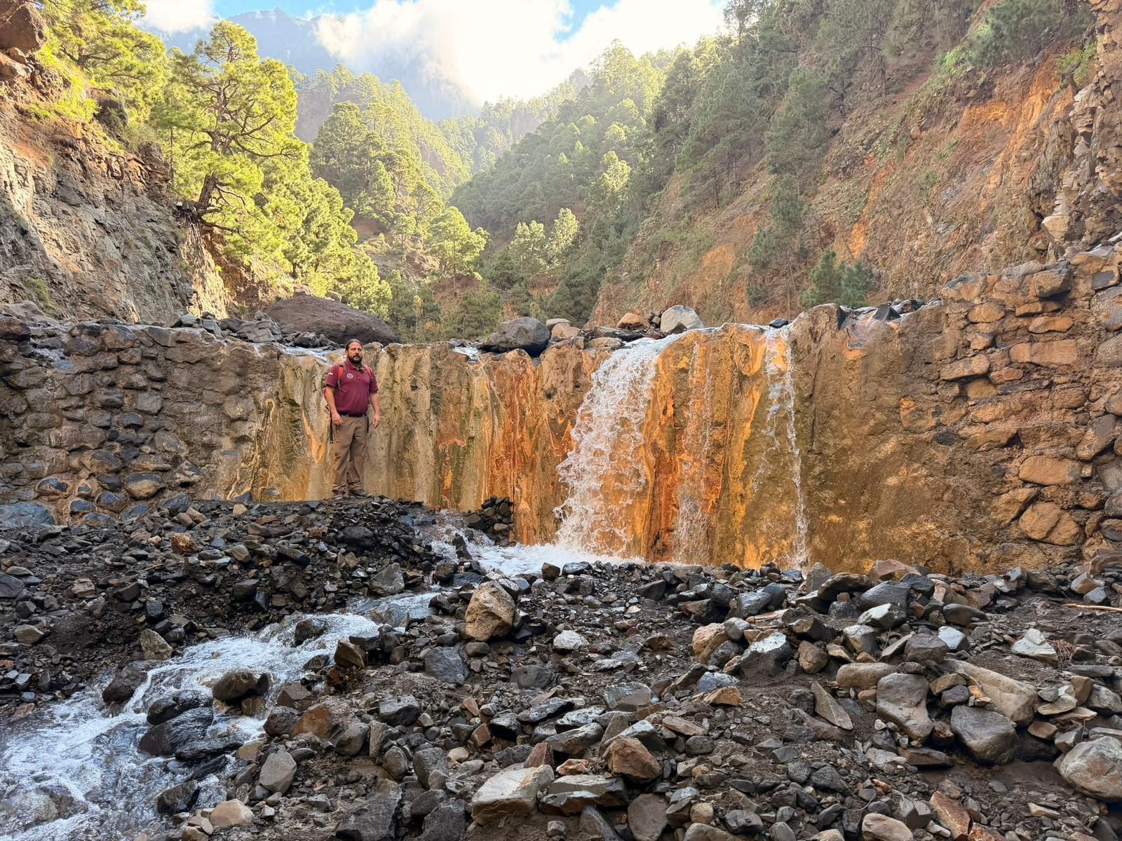 La Cascada de Colores del Parque Nacional de la Caldera de Taburiente, en la actualidad.
