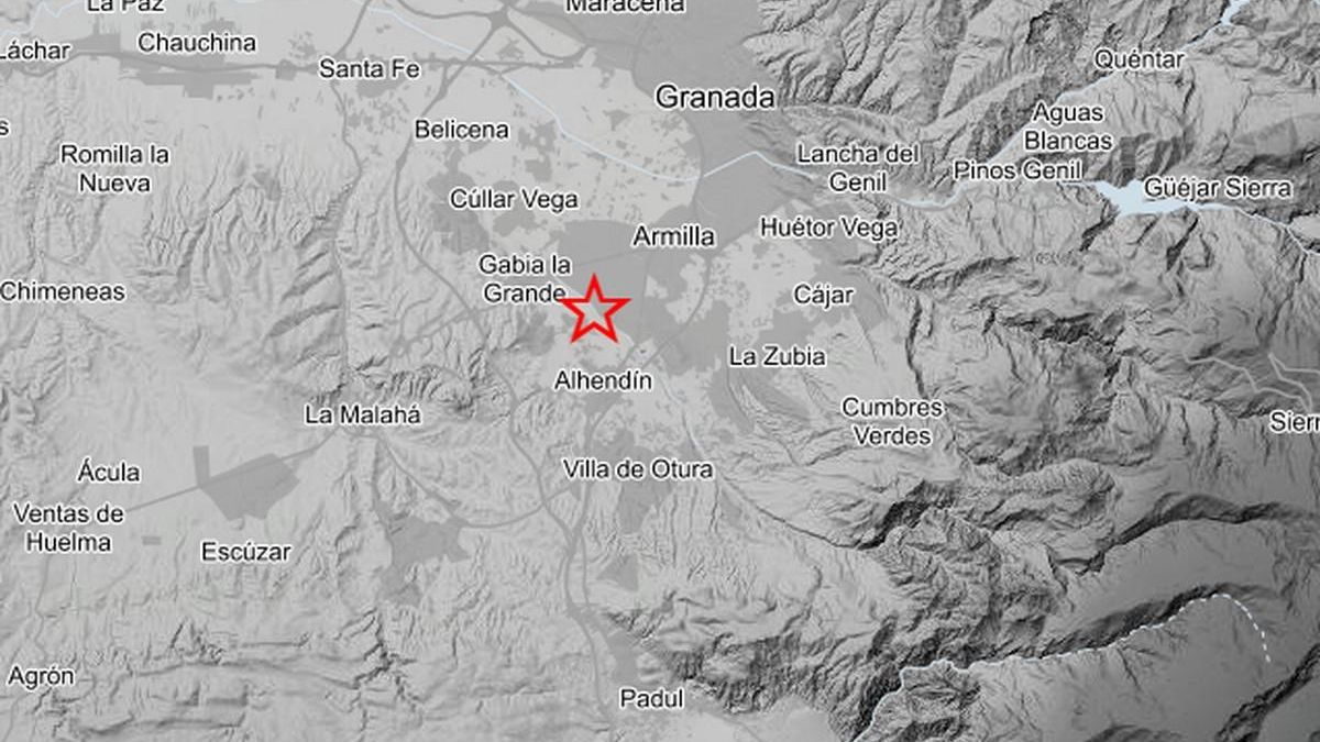 Terremoto registrado en Granada de 4.8 en una imagen proporcionada por el Instituto Geográfico Nacional (IGN).