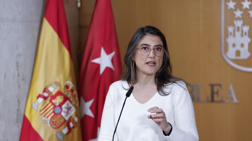 La portavoz de Más Madrid, Manuela Bergerot, tras un pleno en la Asamblea de Madrid