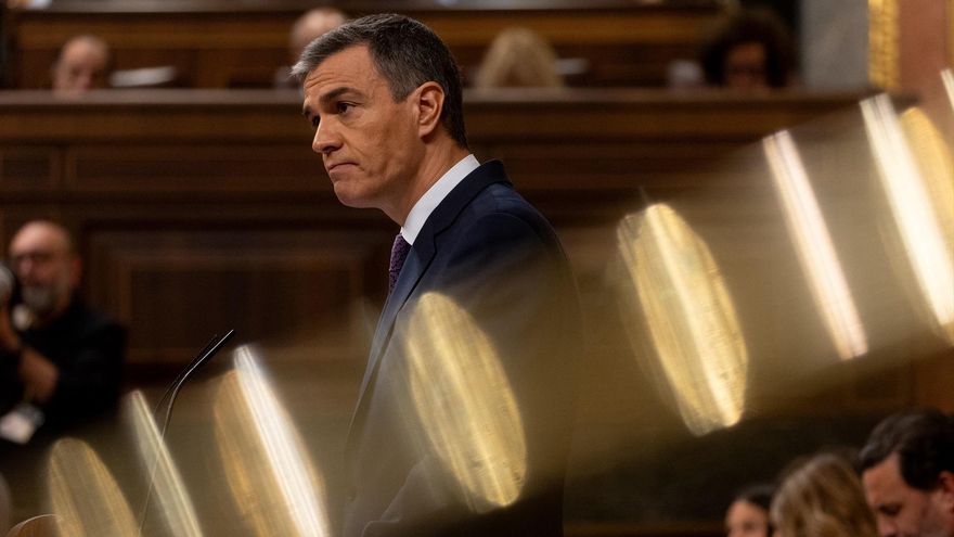 El presidente del Gobierno, Pedro Sánchez, interviene durante una sesión plenaria, en el Congreso de los Diputados, a 22 de mayo de 2024, en Madrid (España).