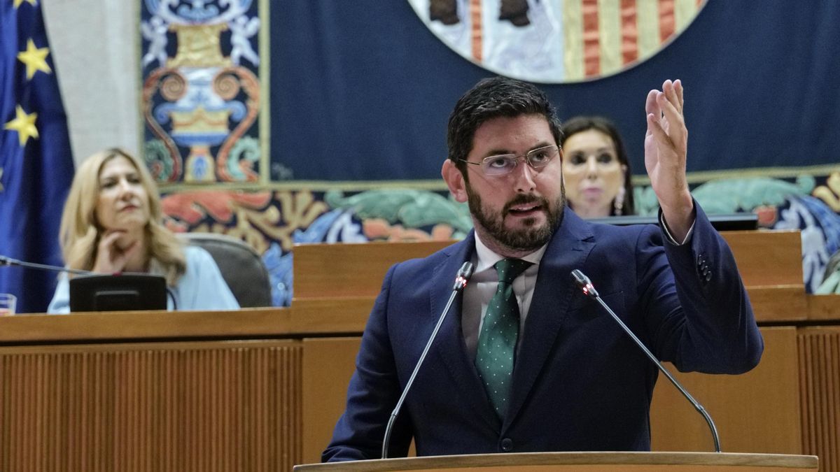 El portavoz parlamentario de Vox y candidato a la Presidencia del Gobierno de Aragón, Alejandro Nolasco, durante el Pleno de las Cortes de Aragón, a 10 de agosto de 2023, en Zaragoza, Aragón (España). Las direcciones del Partido Popular (PP) de Aragón y e