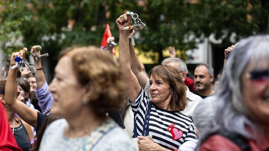 Manifestación por la vivienda en Madrid convocada por el Sindicato de Inquilinas.