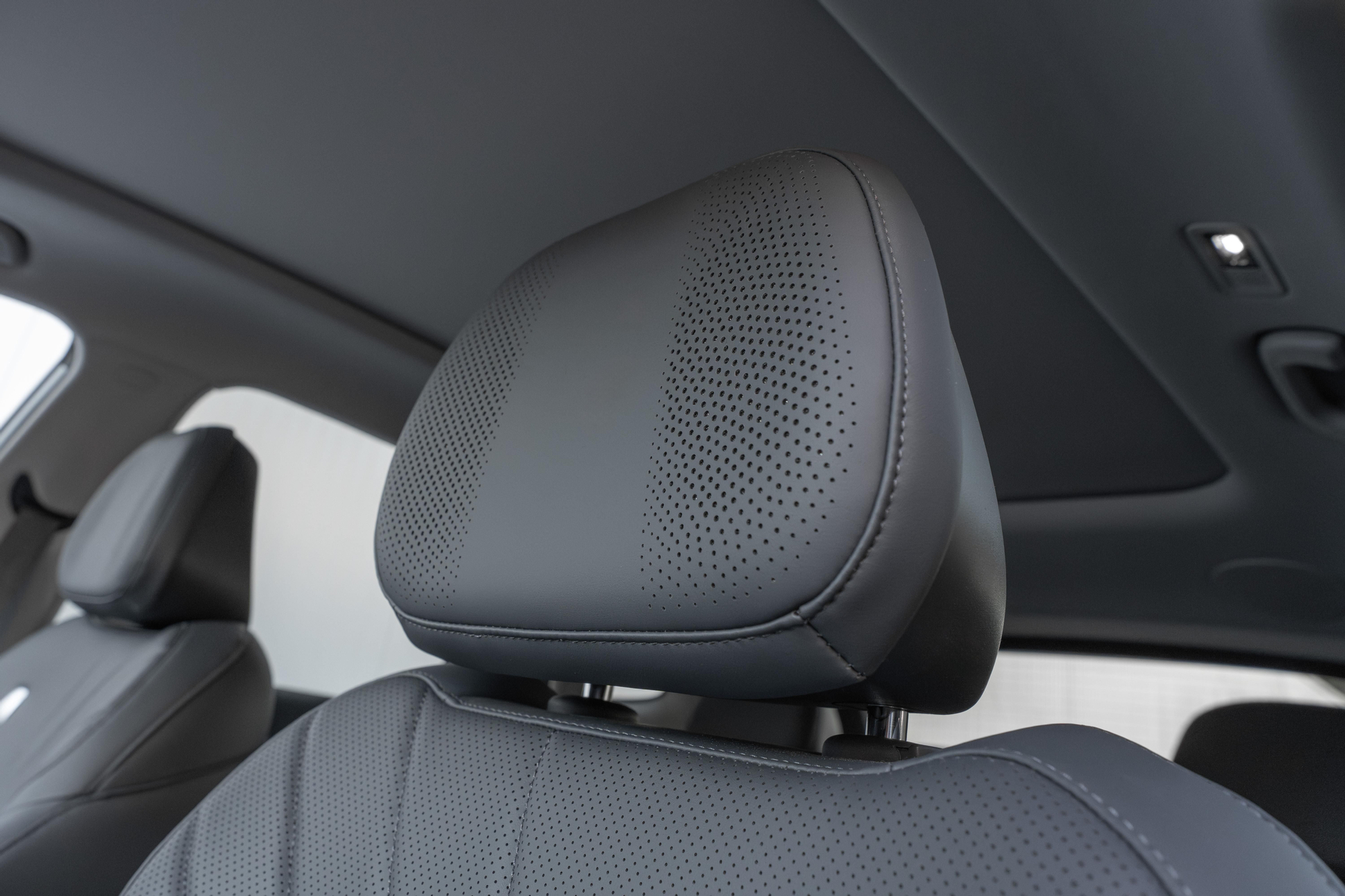 Detalle del altavoz integrado en el reposacabezas.