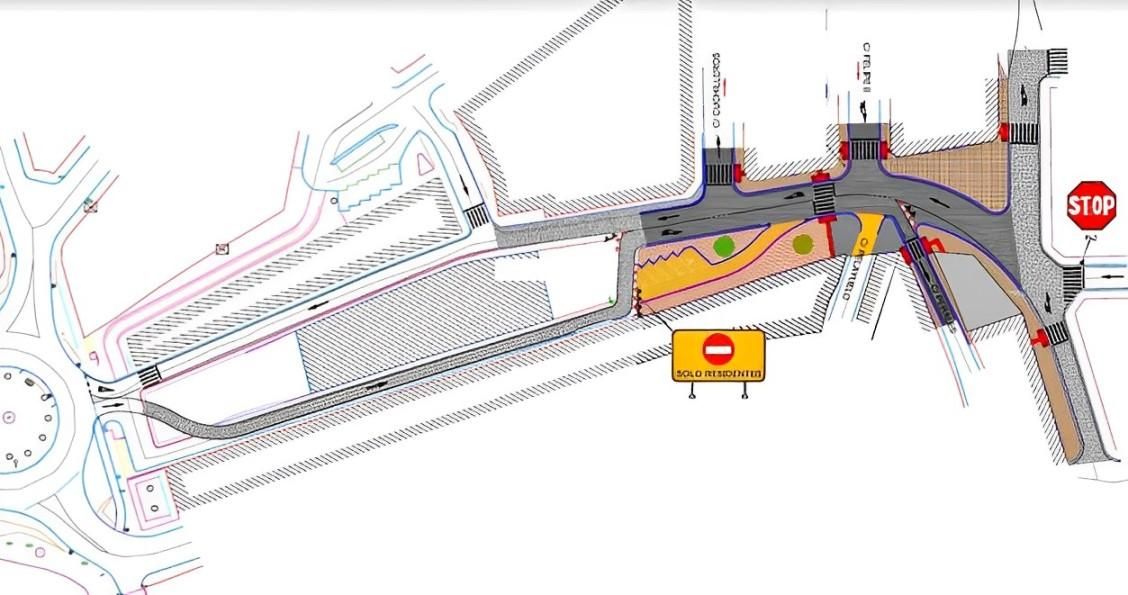 Esquema de la zona ya ejecutada y cómo queda la circulación en el resto entre Espolón y La Palomera.
