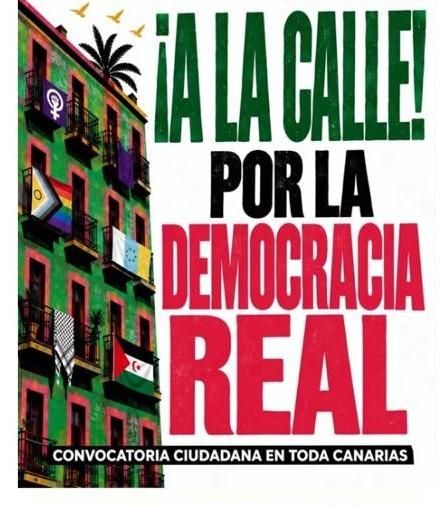 Cartel de la manifestación que se celebrará en Canarias este sábado, 26 de septiembre, en defensa de la Democracia Real.
