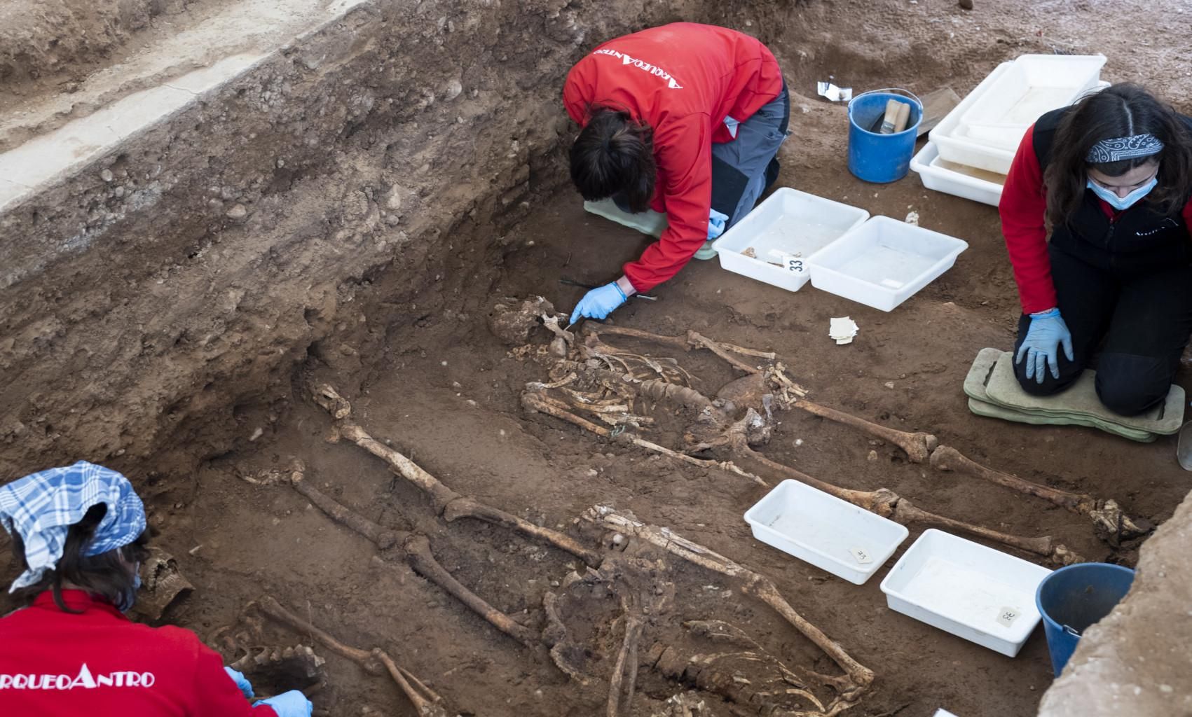 Trabajos de exhumación en el cementerio de Castelló.