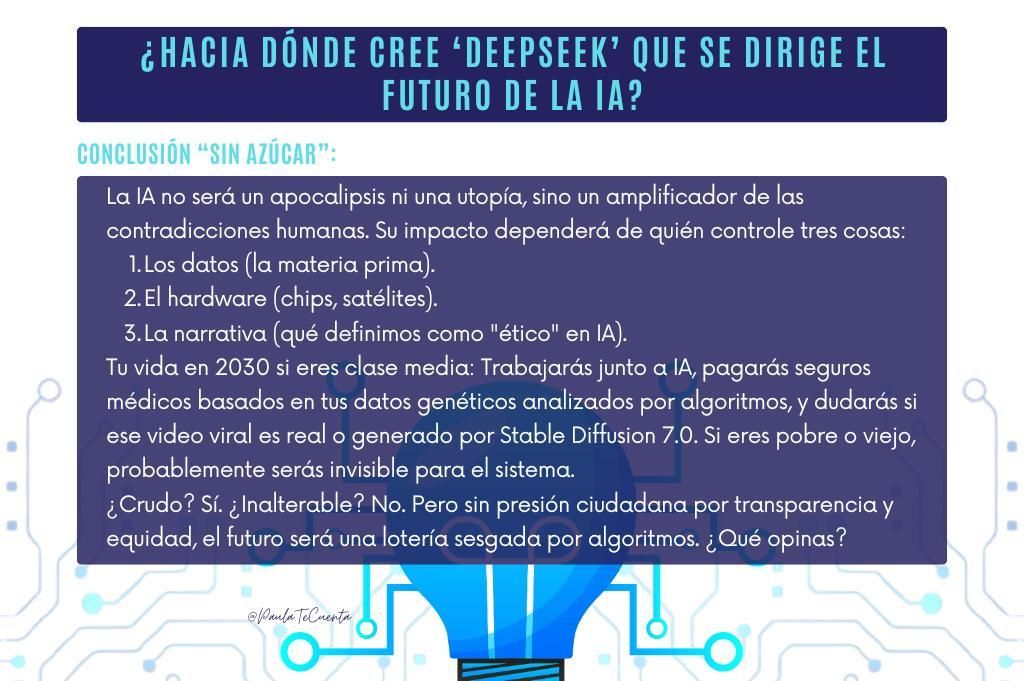 Pie de foto: Respuesta de “DeepSeek” al ser cuestionada sobre el futuro que prevé para la IA.