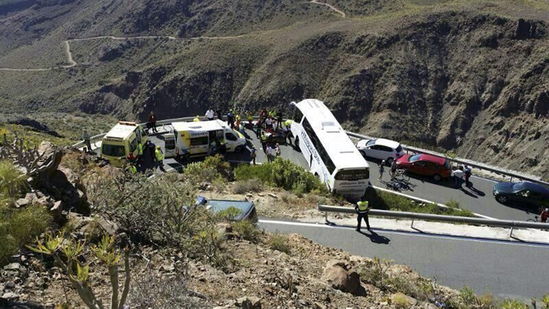 Accidente de la guagua en Fataga. EFE/Elvira Urquijo A.