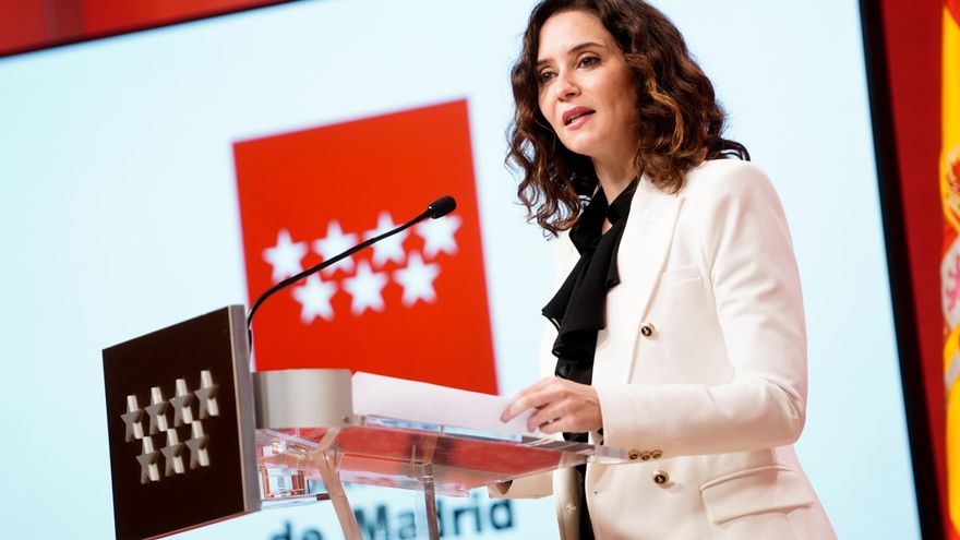 La presidenta de la Comunidad de Madrid, Isabel Díaz Ayuso, comparece tras presidir la reunión del Consejo de Gobierno este miércoles. EFE/ Comunidad De Madrid SOLO USO EDITORIAL/SOLO DISPONIBLE PARA ILUSTRAR LA NOTICIA QUE ACOMPAÑA (CRÉDITO OBLIGATORIO)