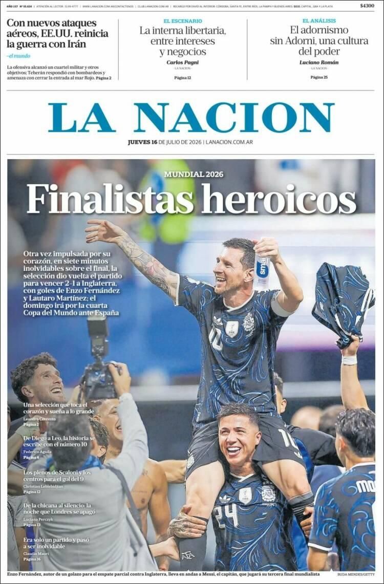 Hermosa mañana, ¿verdad? La Selección Argentina lo hizo otra vez: las tapas de los diarios se rinden ante la Scaloneta finalista