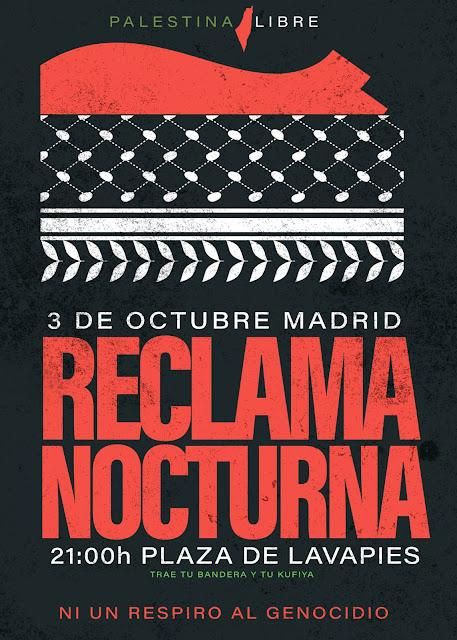Convocatoria Reclama Nocturna, este viernes 3 de octubre en la plaza de Lavapiés.