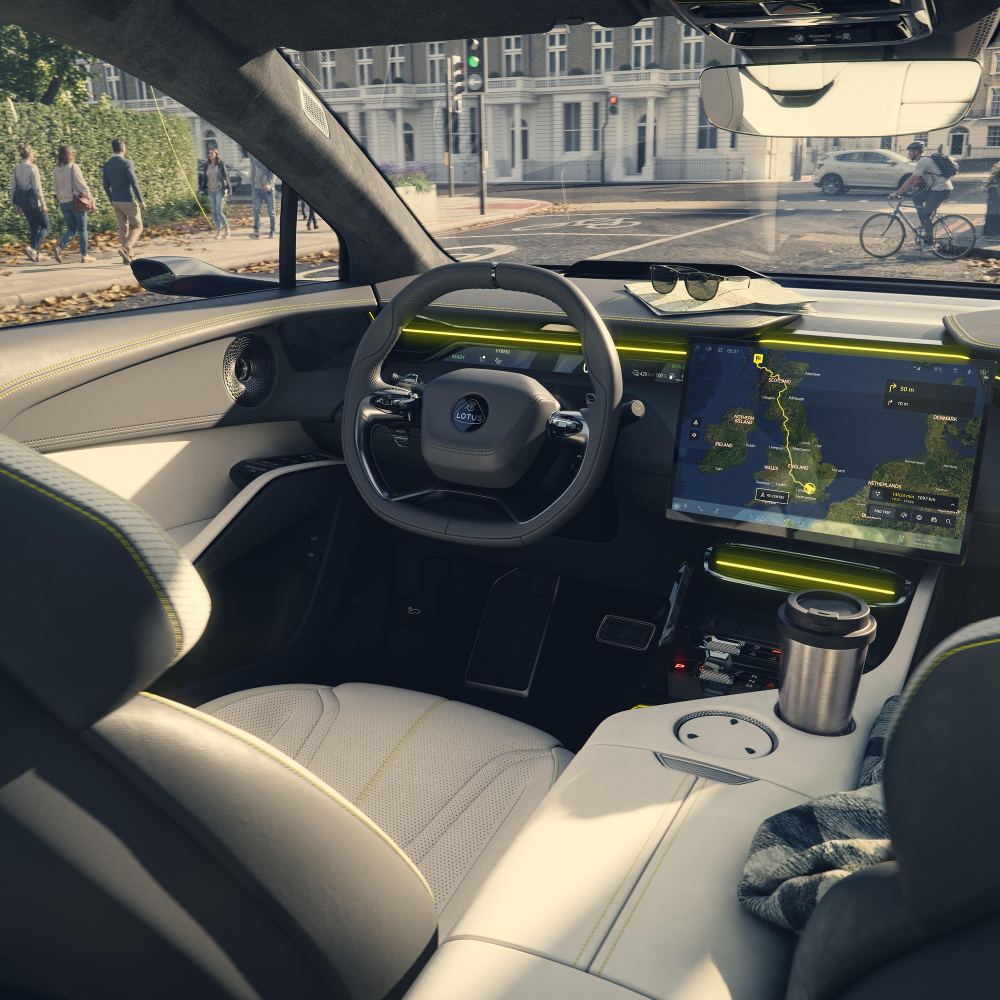 El interior del Eletre X combina lujo con tecnología.
