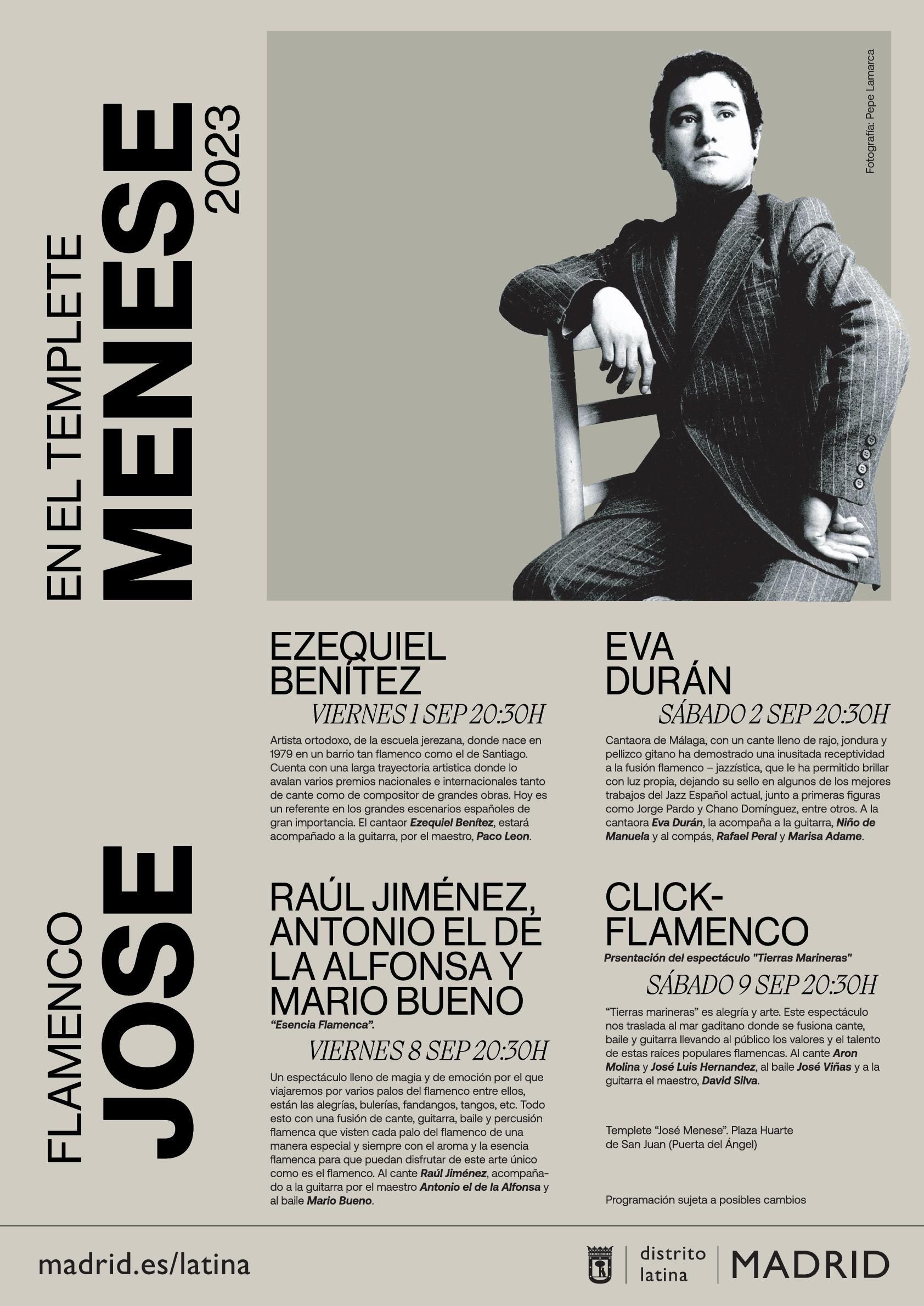 Cartel del festival Flamenco en el Templete José Menese