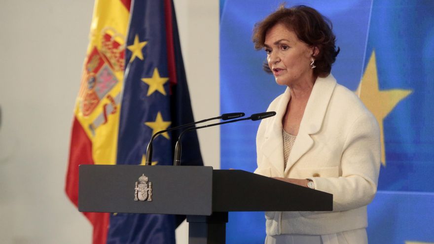 La vicepresidenta primera y ministra de la Presidencia, Relaciones con las Cortes y Memoria Democrática, Carmen Calvo.