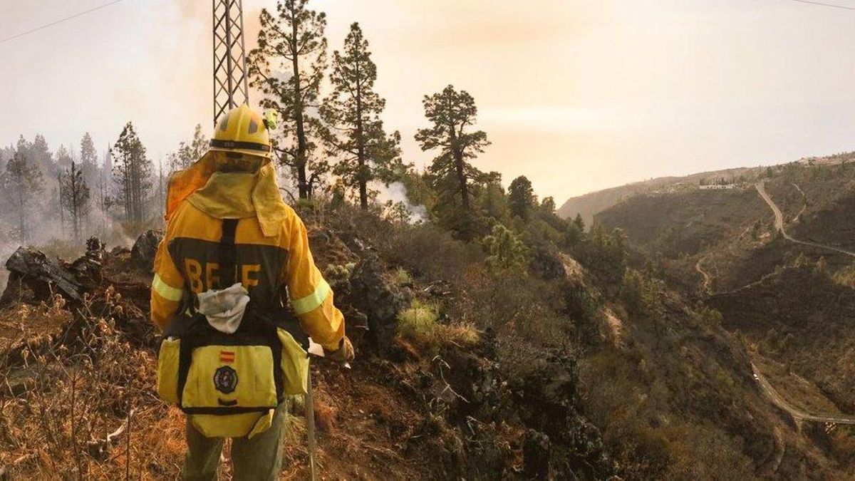 Efectivos de la BRIF en el incendio de Tijarafe