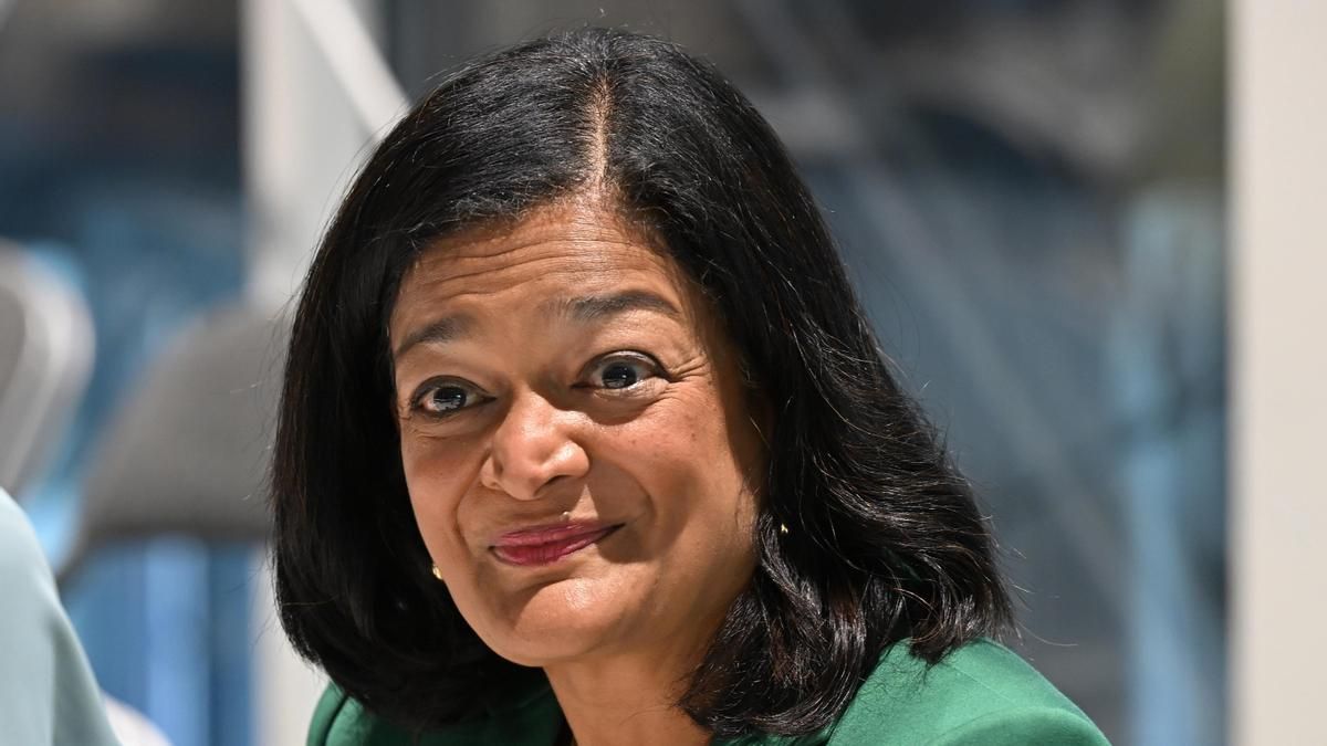 La congresista estadounidense Pramila Jayapan, durante un acto en Berlín la semana pasada.