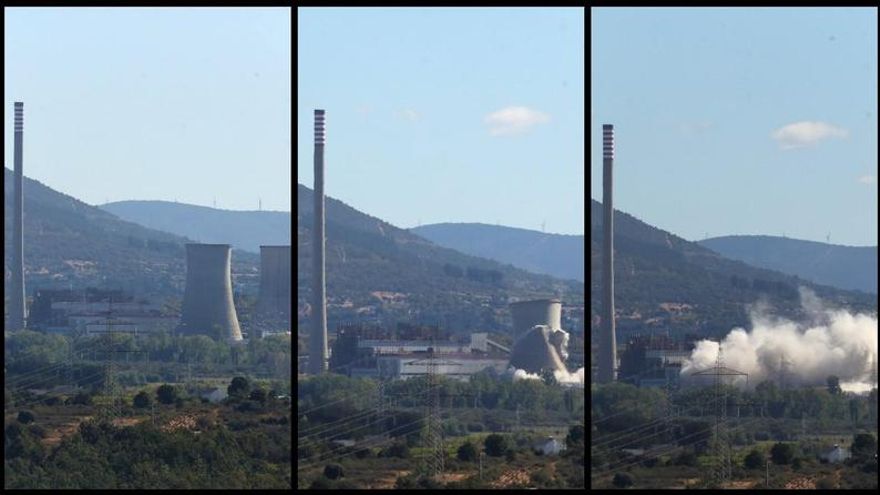 Caen las torres de Compostilla como símbolo del fin de la riqueza industrial y minera del Bierzo