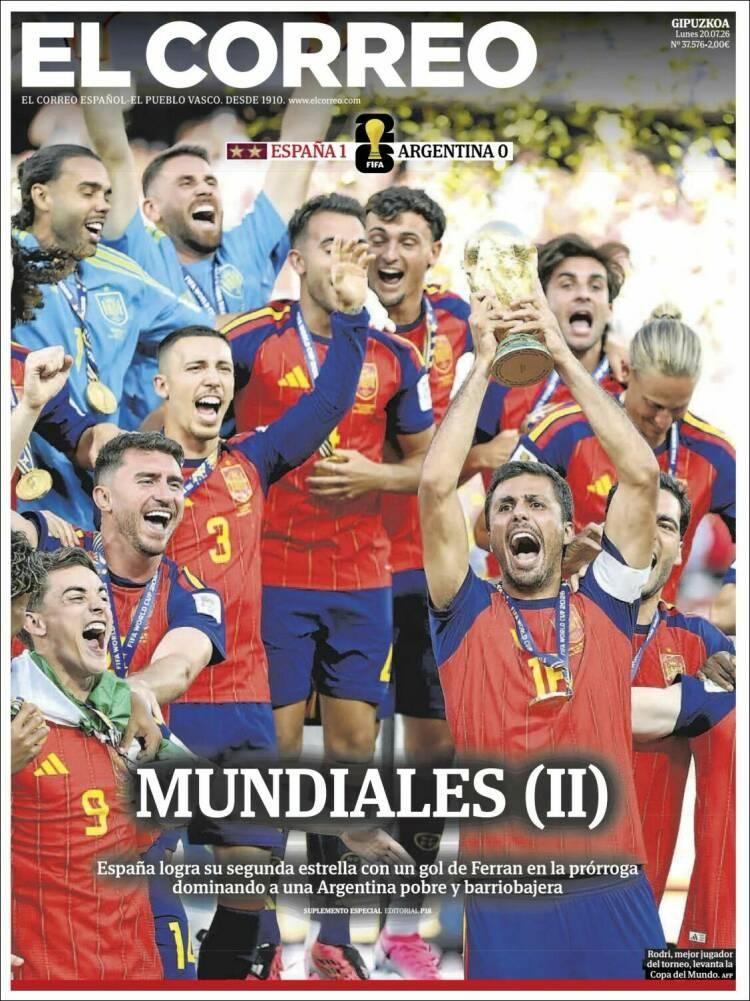 Las lágrimas de Messi y el título de España, en las tapas de los diarios del mundo