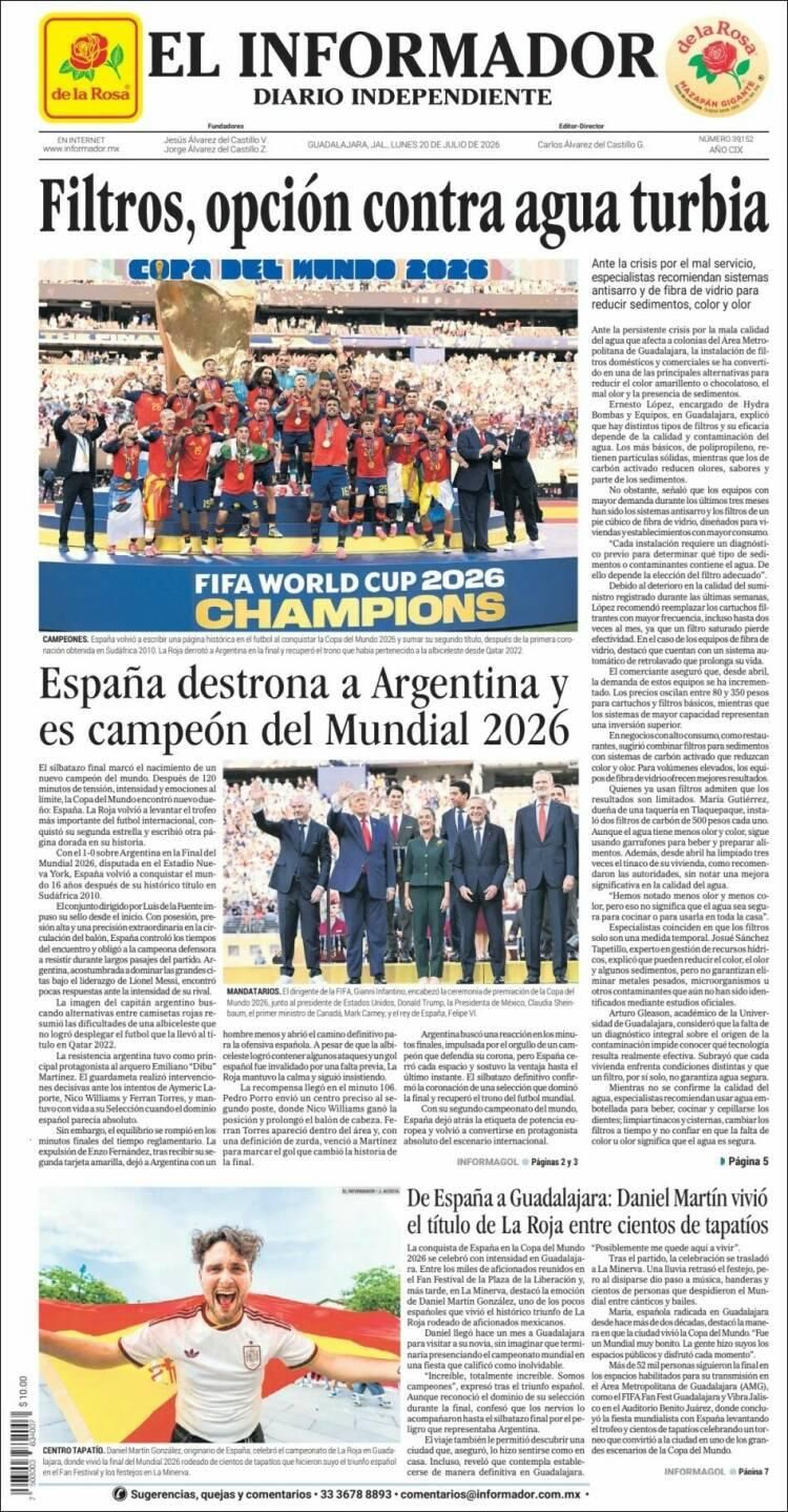 Las lágrimas de Messi y el título de España, en las tapas de los diarios del mundo