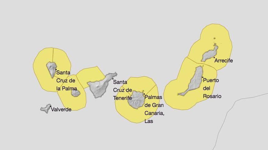 Mapa de la Aemet del avisos de riesgo por fenómenos costeros para este sábado y domingo.