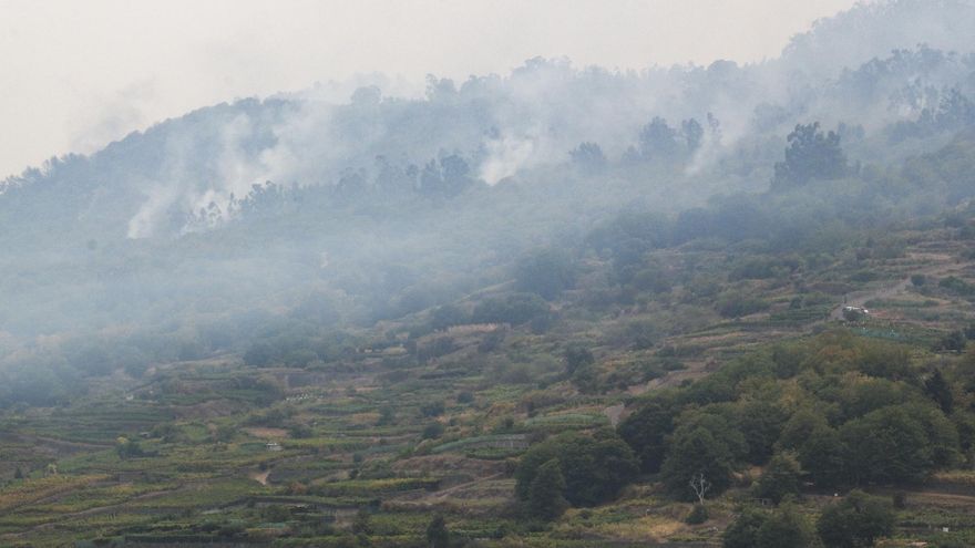 El incendio forestal avanza sin control por once municipios de Tenerife, entre ellos en Santa Úrsula, cuyos montes se ven en la imagen. EFE/Alberto Valdés