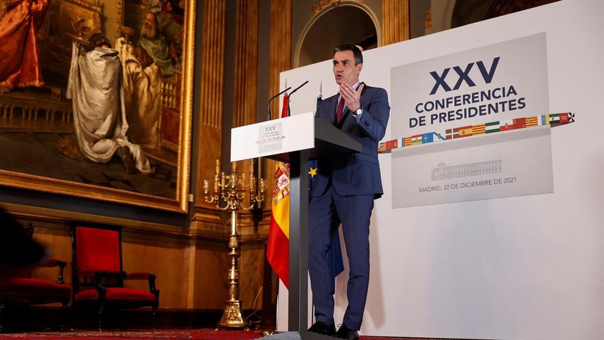 El presidente del Gobierno, Pedro Sánchez, tras la reunión telemática de la XXV Conferencia de presidentes autonómicos.