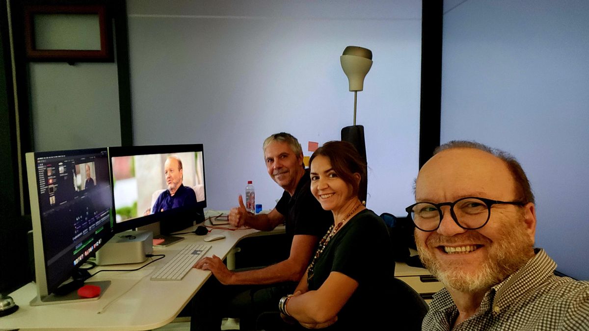 El director del documental, Michel Jorge Millares; Jorge Márquez, realizador y editor; y Dácil Manrique de Lara, documentalista.