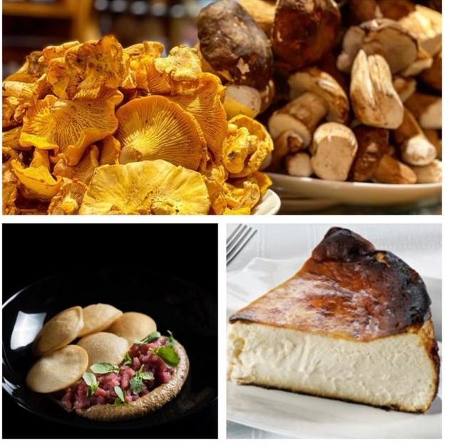 Setas de Ganbara, pintxo de A Fuego Negro y Tarta de La Viña