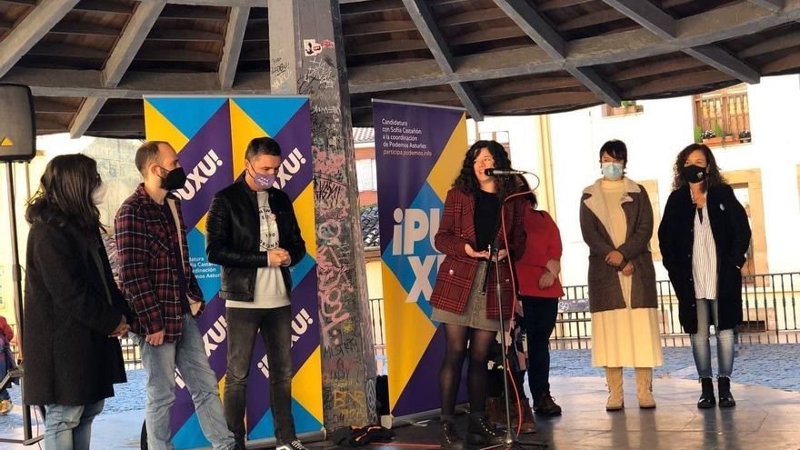 Sofía Castañón cierra la campaña para presidir Podemos Asturies en Oviedo.