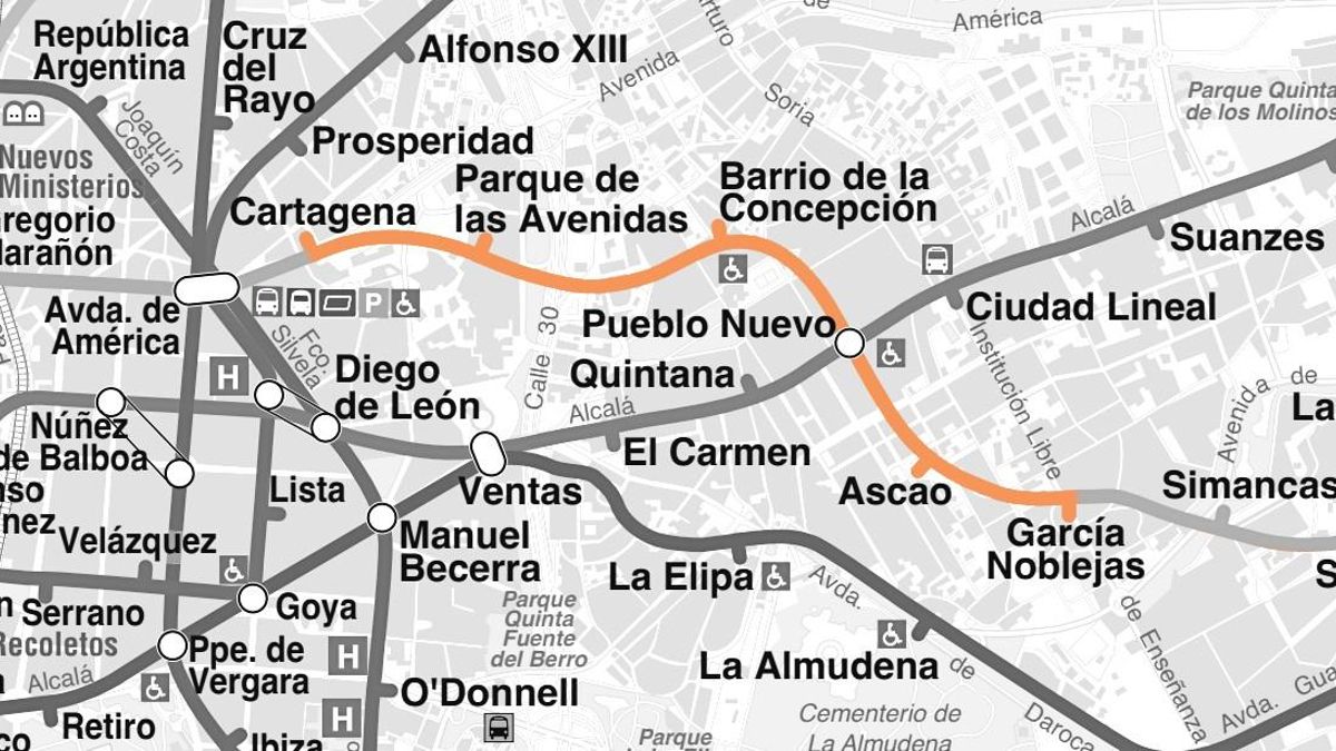 Tramo de Metro de Madrid cortado durante más tiempo por la lluvia de este martes